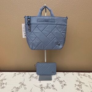 Lug TENOR 2pc Crossbody Bag & Pouch BLUE MOON w/ DRAGONFLY Interior NWT